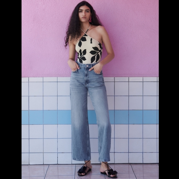 Zara Tops - NWT Zara printed halter neck bodysuit
